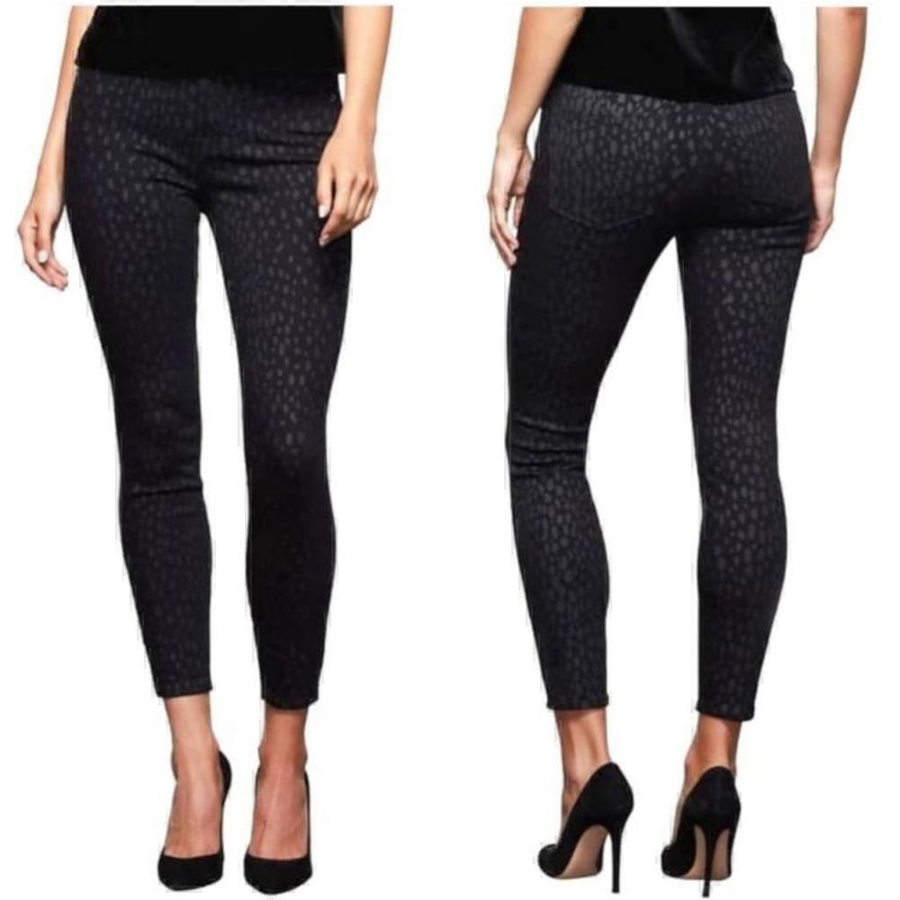 Women's Good American Black Leopard Print Crop Jeans Size 8